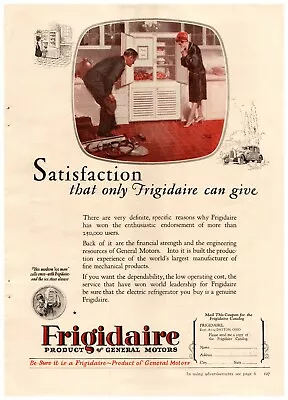 1926 Frigidaire Electric Refrigerator Vintage Print Ad Satisfaction • $8.99