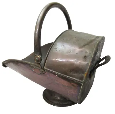 Antique Large Victorian Copper Helmet Coal Scuttle For Restoration Or Prop Displ • £25
