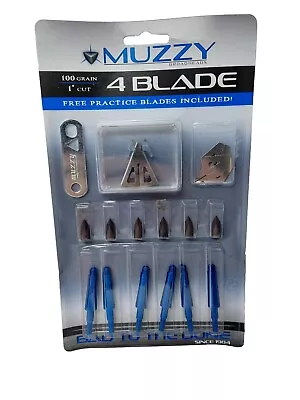 MUZZY 4 Blade 100 Grain: 1  Cutting Diameter Deer Hunting Broadhead 6pk: 209 NEW • $43.99