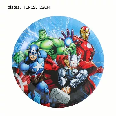 10 Marvel Superhero Avengers Children Birthday Party Kids Disposable Paper Plate • £4.18