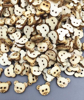 400pcs Mini Wooden Buttons Sewing Scrapbooking 2-Holes Crafts Bear Button 10mm • $2.60