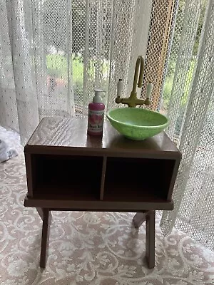 American Girl Kira Bathroom Vanity Table Sink  Soap From Comfy Platform Tent Set • $24.99