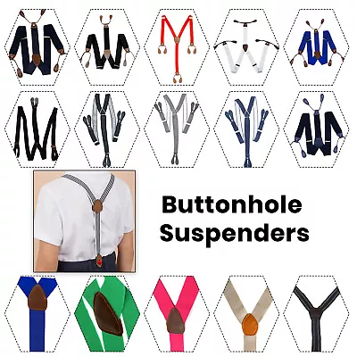 Unisex Adjustable BRACES SUSPENDERS Slim Trouser Button Braces Fancy Dress 25mm • £4.75