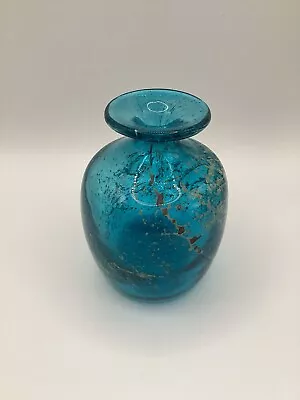 Mdina Sea And Sand Vase Turquoise Glass Vase 10cm Tall • £9