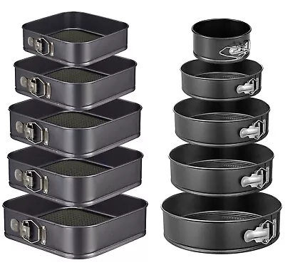 Square Round Cake Tins Baking Set Of 5 Non Stick Bake Trays Wedding Tier UK • £19.85