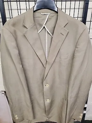 Ibiza Mens Blazer Sport Coat Two Button Jacket Size 44L Silk Linen Cotton MINT • $79.97