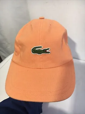 Lacoste Cap Vintage 100% Cotton Lime Orange Genuine Hat Rare Gator Adjustable. • $30.99