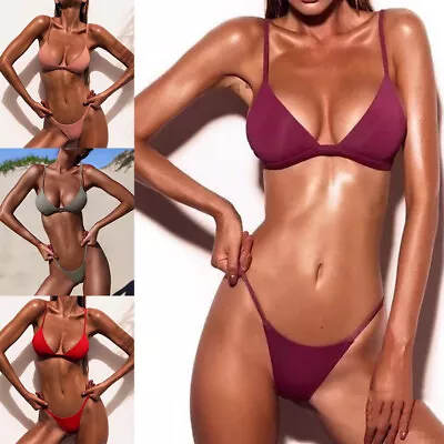Womens Sexy Bikini Set Push-Up Padded Bra Swimsuit Beach Swimwear Bathing Suit • £5.21
