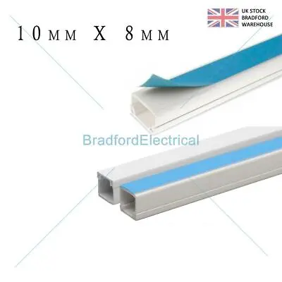 Self Adhesive Mini Trunking White PVC Cable Conduit TV Wire - All Sizes • £4.49