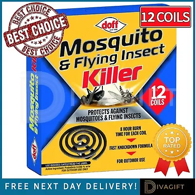 Doff Mosquito Flying Insect Killer Coils X 12 Protects Fast Outdoor Repellent • £3.75