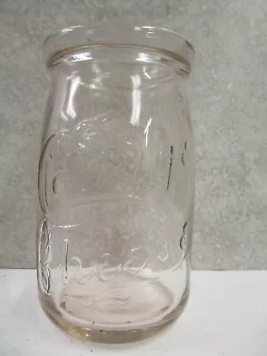 Vintage Cottage Cheese Glass Jar W/ Embossed Lettering 12 Oz ~ 5  • $9.97