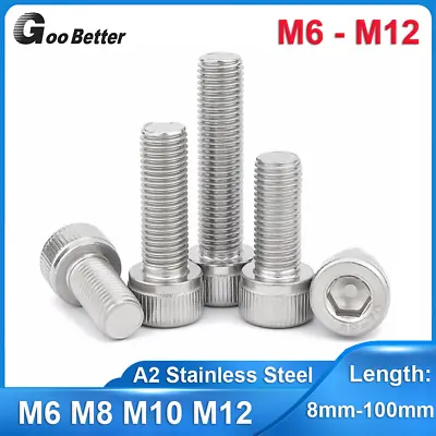 M6 M8 M10 M12 Fine Pitch Thread Socket Cap Head Screws Allen Key Bolts Stainless • £1.19