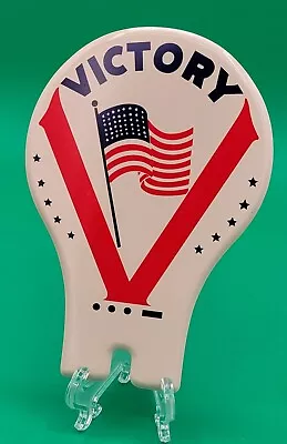 Vintage VICTORY Tin License Plate Topper - 3 DOTS And A DASH - Morse Code For V! • $9.99