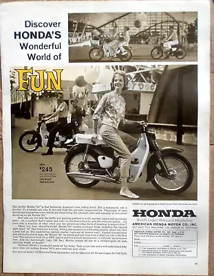 Honda 50 Motorcycle Riding World Of Fun Vtg 1962 Full Page Print Ad 10 X 14  • $7.99