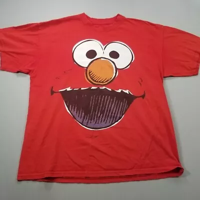 Vintage Sesame Street Elmo Big Face Head Men's T Shirt Xl Red Graphic TV Y2K  • $15.95