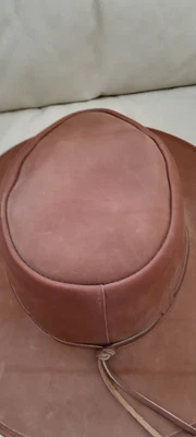 £17.99 • Buy Australian Western Style Cowboy Real Leather Bush Hat Chin Strap New Tan Brown L
