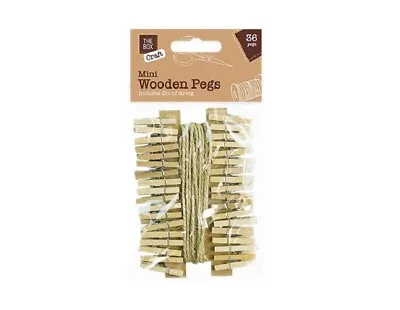 The Box Craft Mini Wooden Pegs Best For Crafts And DIY Decoration 36 Pack • £2.49