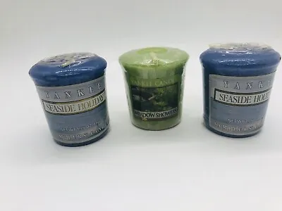 Yankee Candle Set Of 3 Samplers Votive Candles - Seaside Holiday (2) Meadow (1) • £13.30