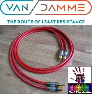 2m Pair - Van Damme RCA Phono Cables - Pro Grade Silver Plated Pure OFC Red • £16.50