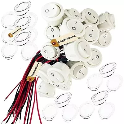 40PCS Round Switch White AC 6A 250V 10A 125V 2 Pin ON/Off I/O SPST Snap In Mi... • $23.37