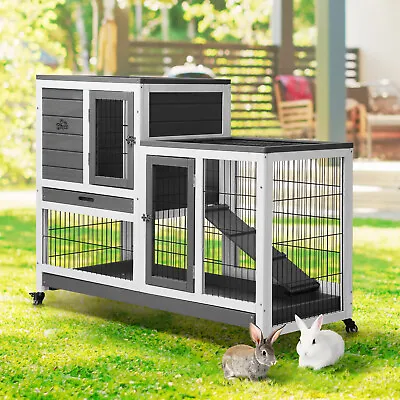 Alopet Rabbit Hutch Chicken Coop House Run Wooden Pet Cage Wheels Guinea Pig Bun • $179.91