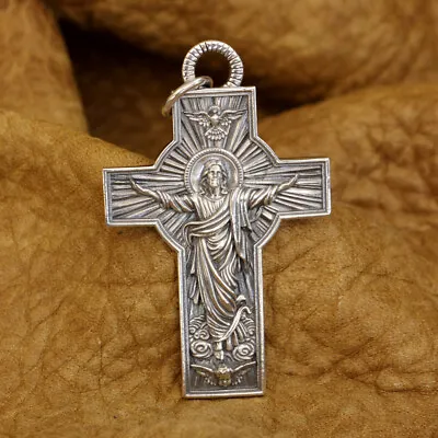 925 Sterling Silver Jesus Christ Cross Pendant Good Detail Jewelry TA341NA • $32