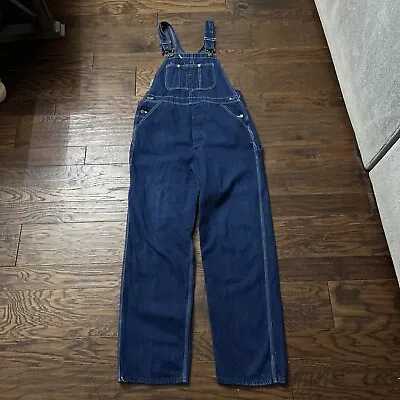 VTG Big Yank Denim Bib Overalls 36 X 33 Workwear Farmer Blue Denim Jeans USA • $25