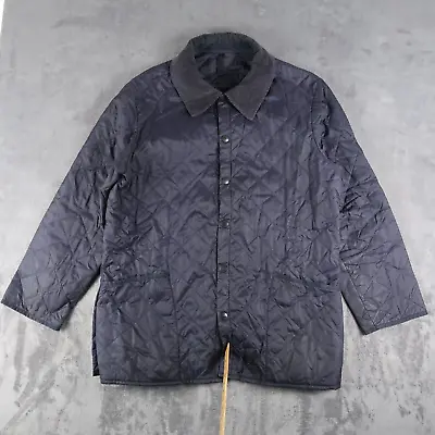 Vintage Barbour Liddesdale Classic Quilted Jacket Mens Size L Large Blue • $68.88