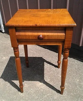 Antique Curly Maple One Drawer Stand 1850s • $365
