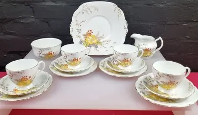 Vintage Collingwoods China Floral 8268 Tea Set 15 Items 4 People Cups Plate Etc • £49.99