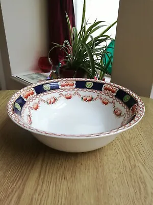 Art Deco Serving Bowl Cabbage Roses & Garland Swags 8.5  English Made Excellent  • £4.95