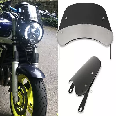 Universal 5 -7  Headlight Motorcycle Windshield Windscreen For Yamaha XSR700 FZ6 • $26.40