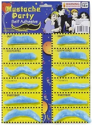 Forum Novelties 70632 Moustache Card 12 Styles Blue Mustache Party Pack • $8