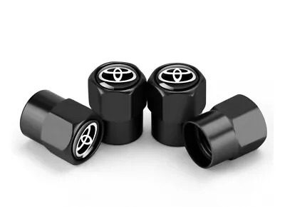 4Pcs Black White Hexagonal Tire Valve Stem Cap For Toyota Cars Universal • $12.50