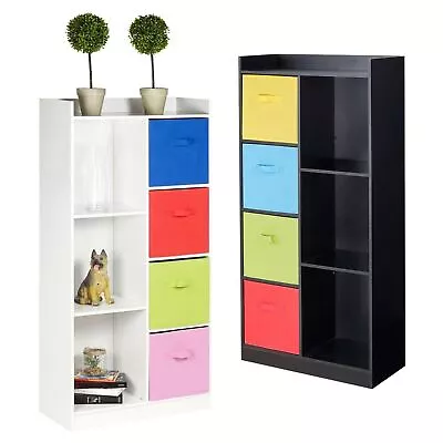 Tall Wooden 7 Cube Cupboard Shelving Display Storage Cabinet Shelves Furniture • £56.99