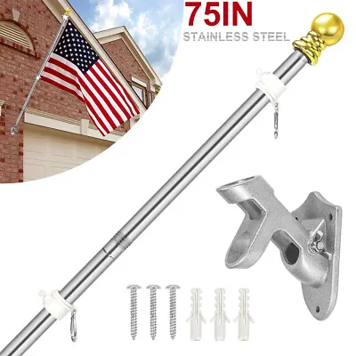 6FT Heavy-Duty Flag Pole With Bracket For House American Flagfor Garden Yard • $17.59