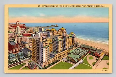 Postcard Hotel & Steel Pier Atlantic City New Jersey NJ Vintage Linen C15 • $4.49