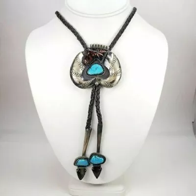 Vintage Native American Navajo Ramone R. Platero Horse Turquoise Bolo Tie • $945.95