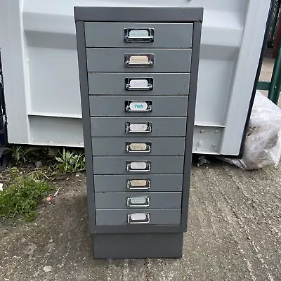 Vintage 10 Drawer Metal Filing Cabinet With Original Paint Industrial Cabinet • £89.99