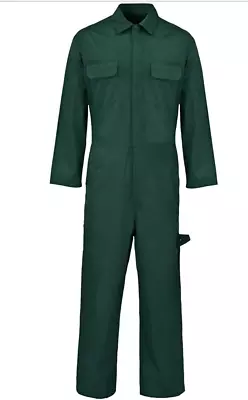 Mens Work Coveralls Green  Overalls Warehouse Garage Mechanics Boilersuit Suit • £14.99