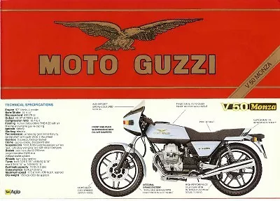 1981 Moto Guzzi V50 Monza Brochure In Italian Language • $9.99