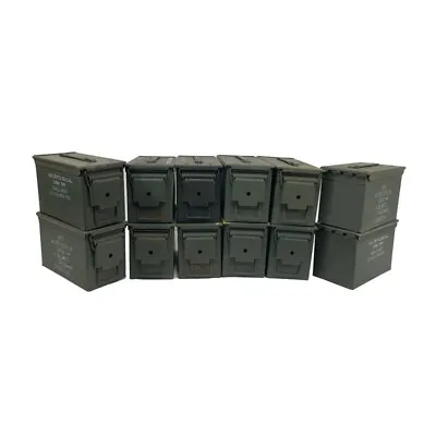 US Military M2A1 50 Cal Ammo Cans Pack Of 12 Grade 2 • $220