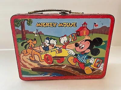 Vintage 1954 Mickey Mouse & Donald Duck Adco Liberty Metal Lunchbox  No Thermos • $21.50