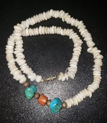 Vintage Puka Shell Necklace Turquoise? 1970’s • $15