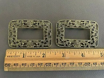 Vintage Musi Signed Edwardian Victorian Brass Tone Ornate Shoe Clip Buckle • $22.38