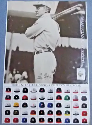 VINTAGE 1990s AUTHENTIC COOPERSTOWN COLLECTION HEADWEAR POSTER / TY COBB 24 X36  • $26.95