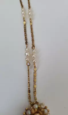 Vtg Miriam Haskell Signed  Pearl Filigree Necklace  • $19.99