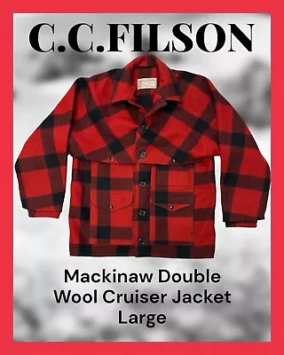 Filson Double Wool Mackinaw Cruiser Jacket Style 83 Vintage Buffalo Plaid 44/L • $347.50
