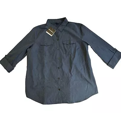 Eddie Bauer Button Up Adventure Travel Hiking Shirt Womens Size XL  Nylon Blend • $19.54