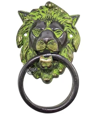 Brass Door Knocker Antique Look Home Gate Lion Head Door Bell Gift For Home Cafe • $40